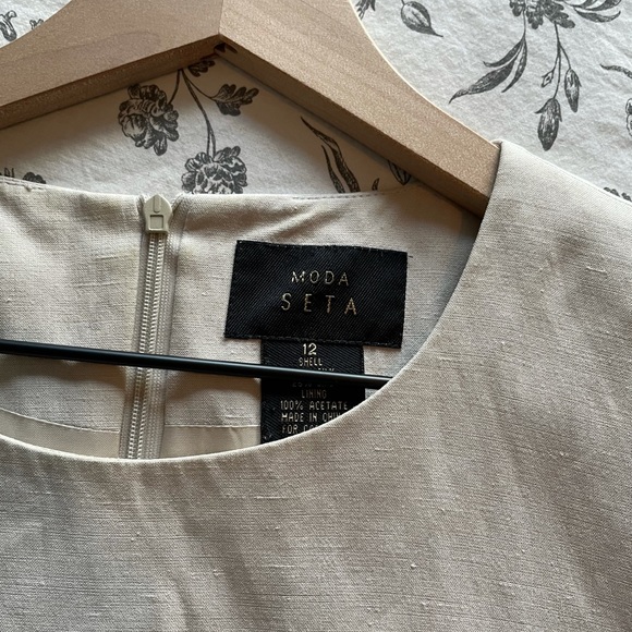 Moda Seta Vtg Silk Linen Blend Shift Dress - Picture 4 of 10